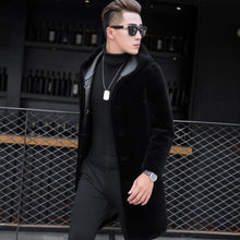 Load image into Gallery viewer, Luxury Shearling Men Overcoat Business Casual Slim Real Fur Sheep Shearing Hooded Long Coat Brand Winter Blazer Coat Plus Size